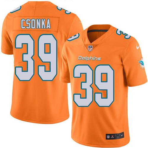 Nike Miami Dolphins 39 Larry Csonka Orange Youth Stitched NFL Limited Rush Jersey